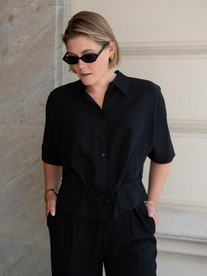ONE and OTHER Silje Silk Top Black