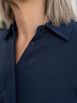 Gant Reg Crepe Viscose Ruffle Blouse Evening Blue