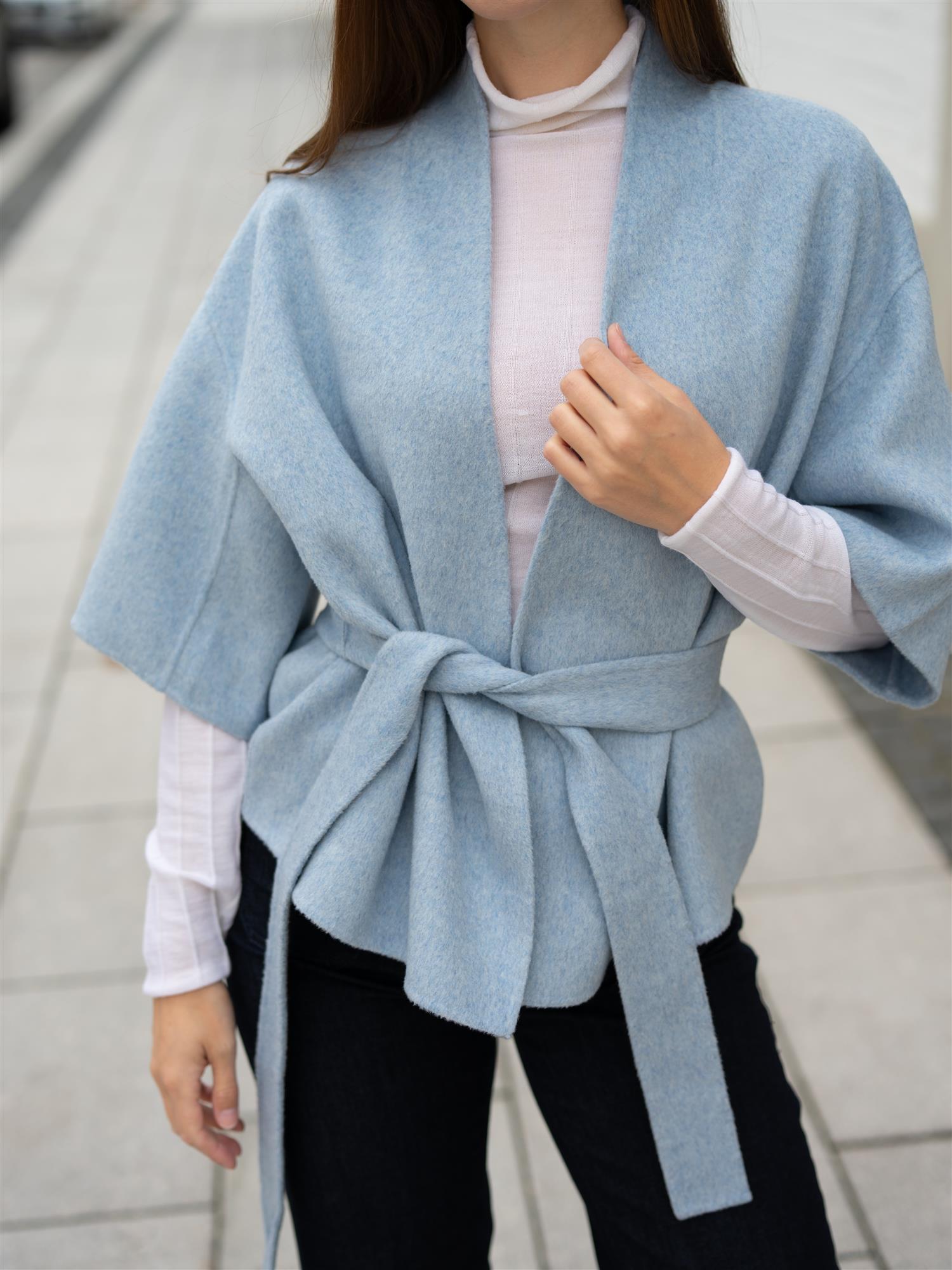 Greta Wool Cape Ice Blue Melange