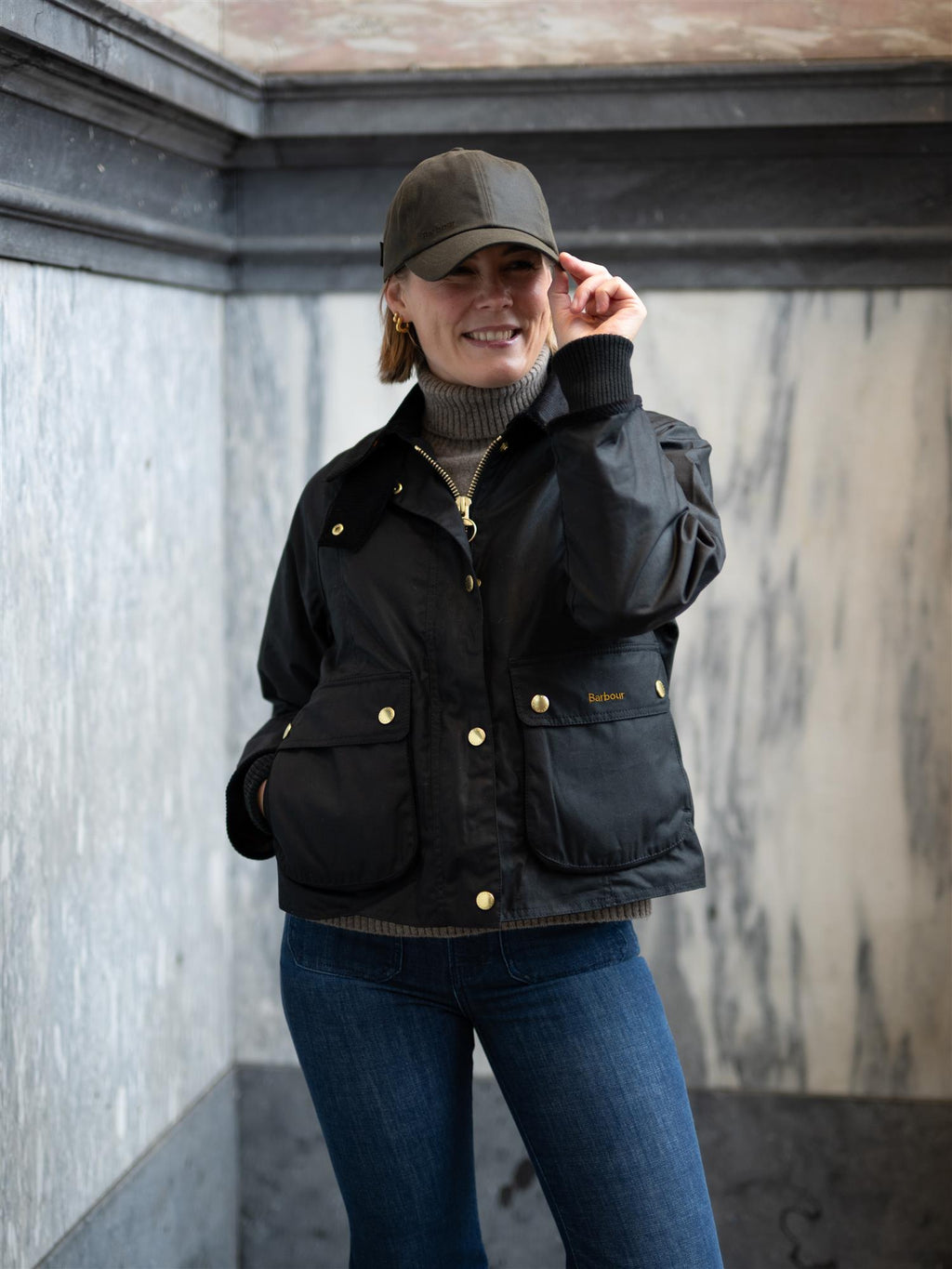 Barbour Cropped Beadnell Wax Jacket