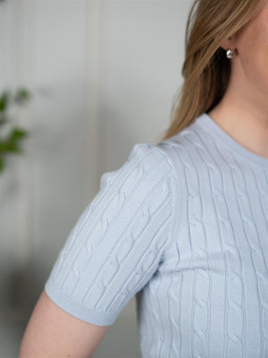 Gant Stretch Cotton Cable Ss C-Neck Light Blue