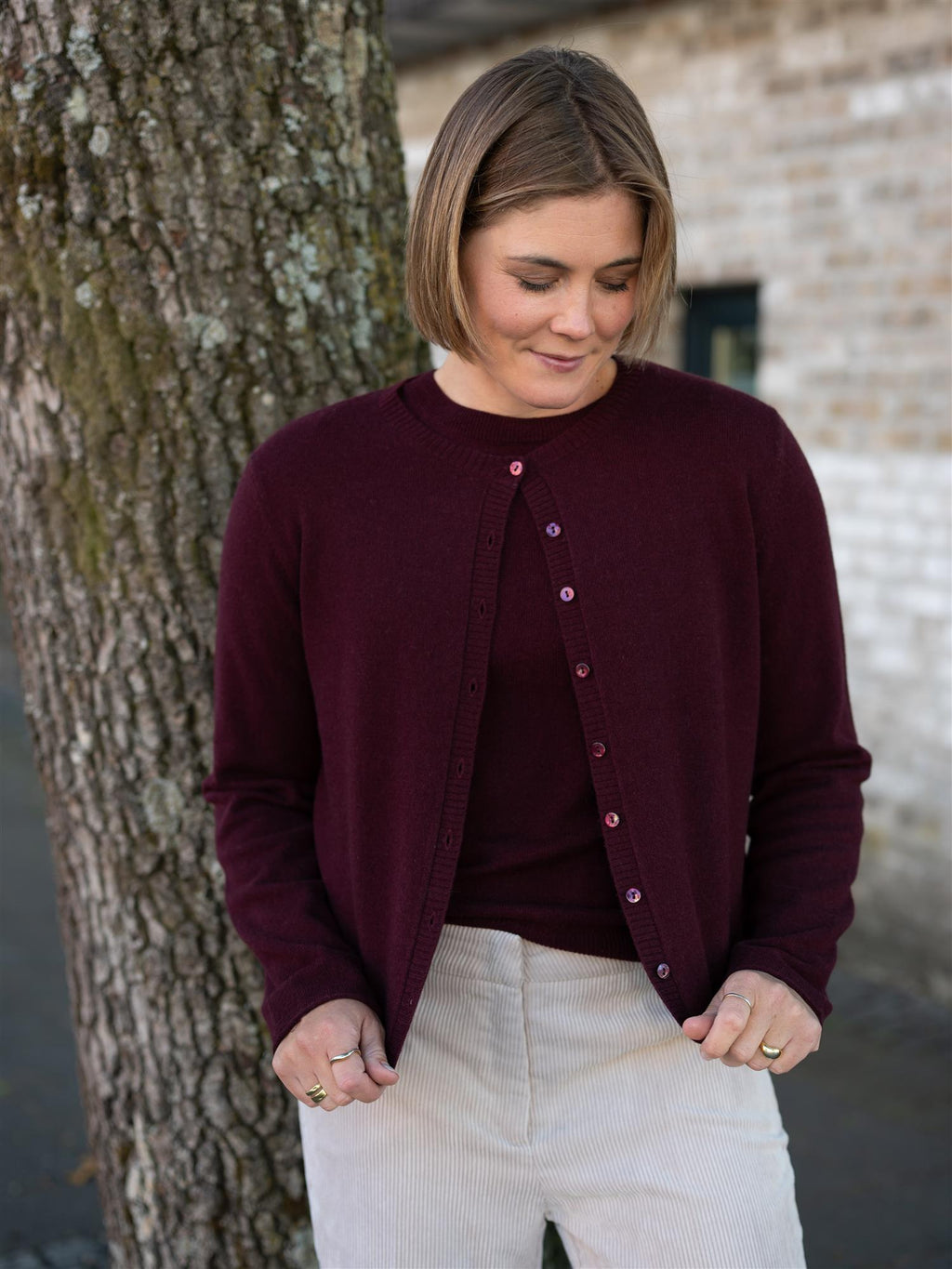 Dear Dharma Clara Cardigan Plum