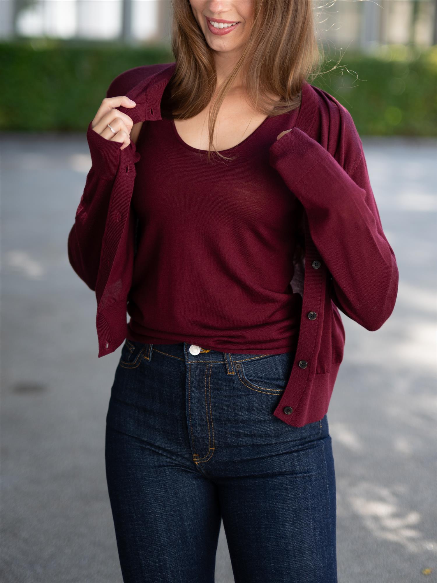 Lilja Merino Cardigan Plum