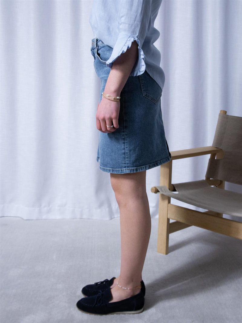 Gant Short Denim Skirt Mid Blue