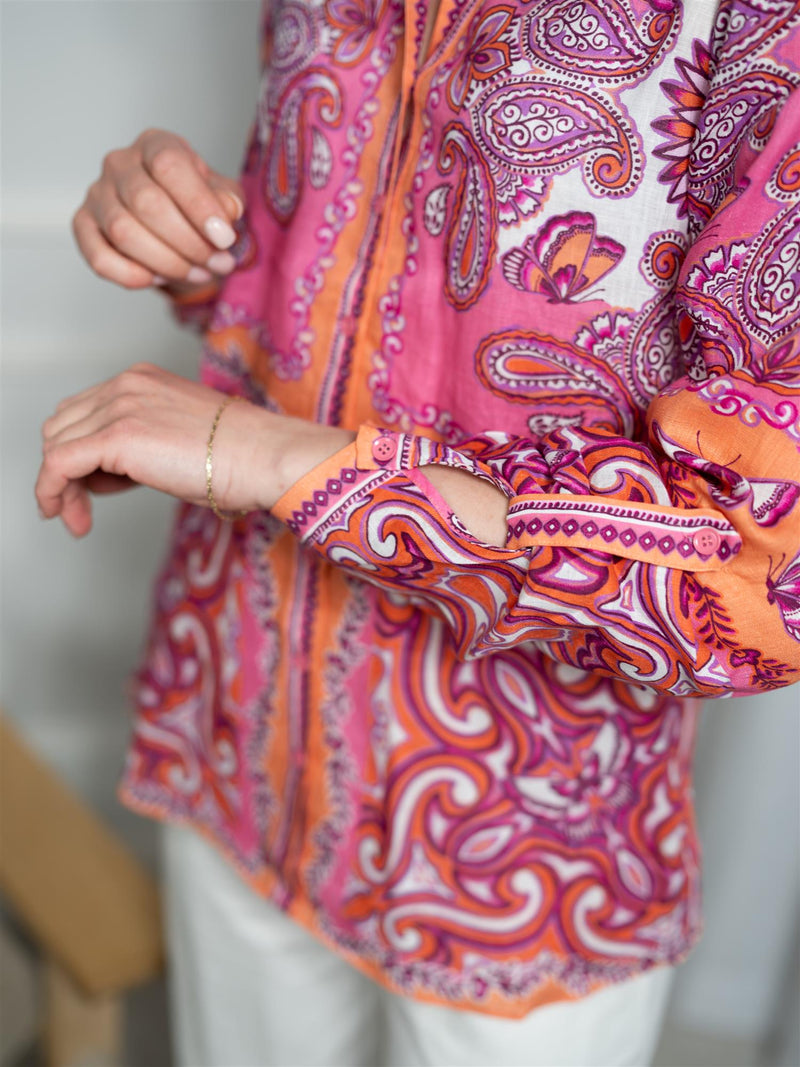 Hale Bob Harlee Linen Top Pink