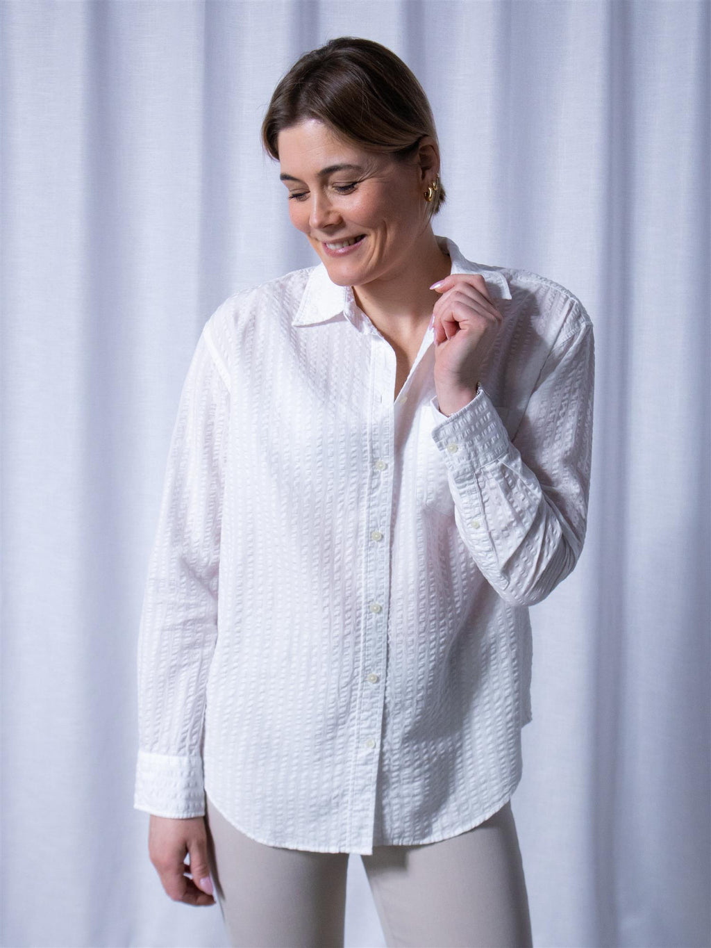 Gant Rel Tonal Striped Seersucker Shirt White