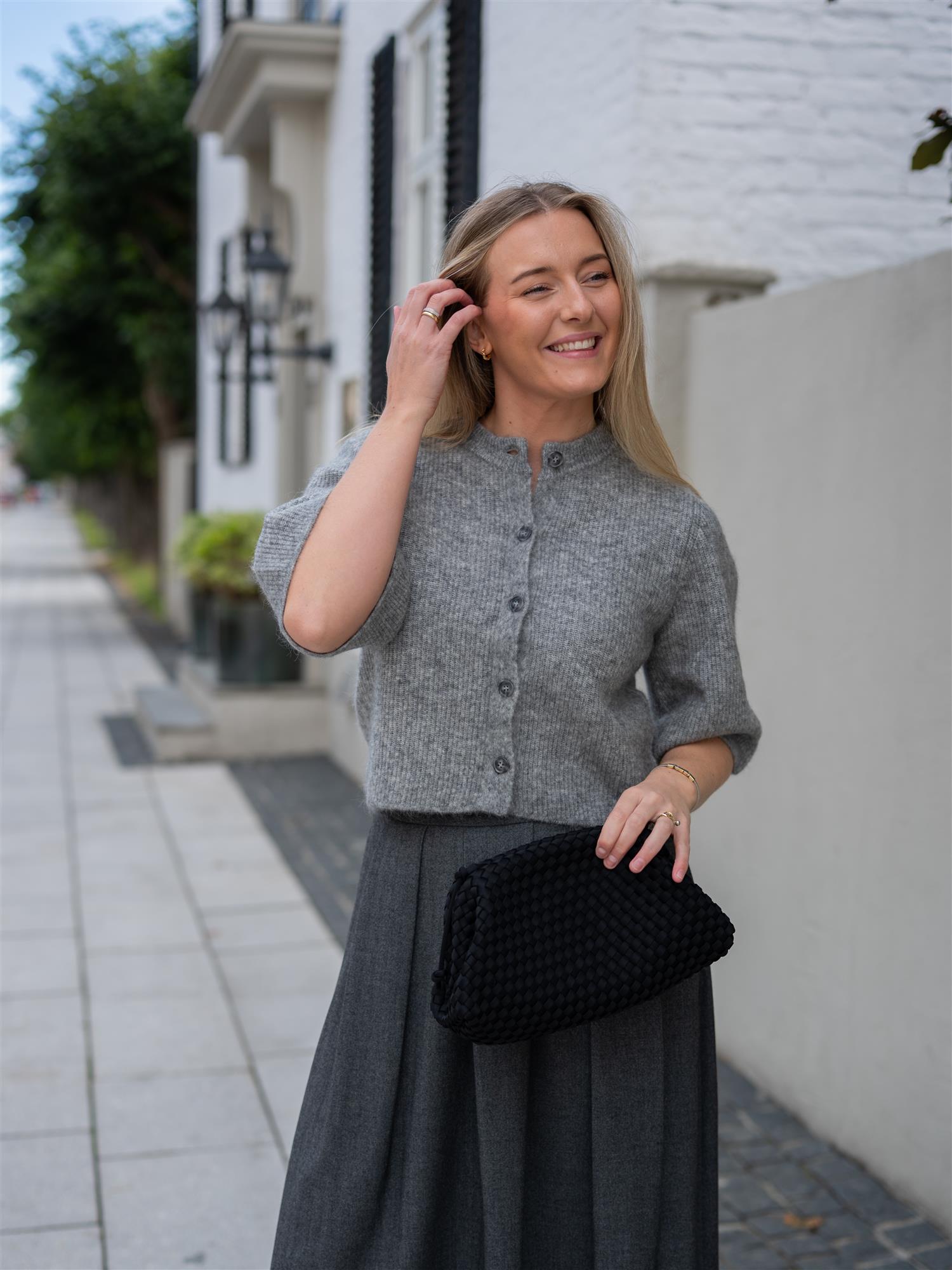 AKS LABEL Nolita Mohair Cardigan Grey Mel