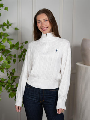 Polo Cable-Knit Cotton Quarter-Zip Sweater