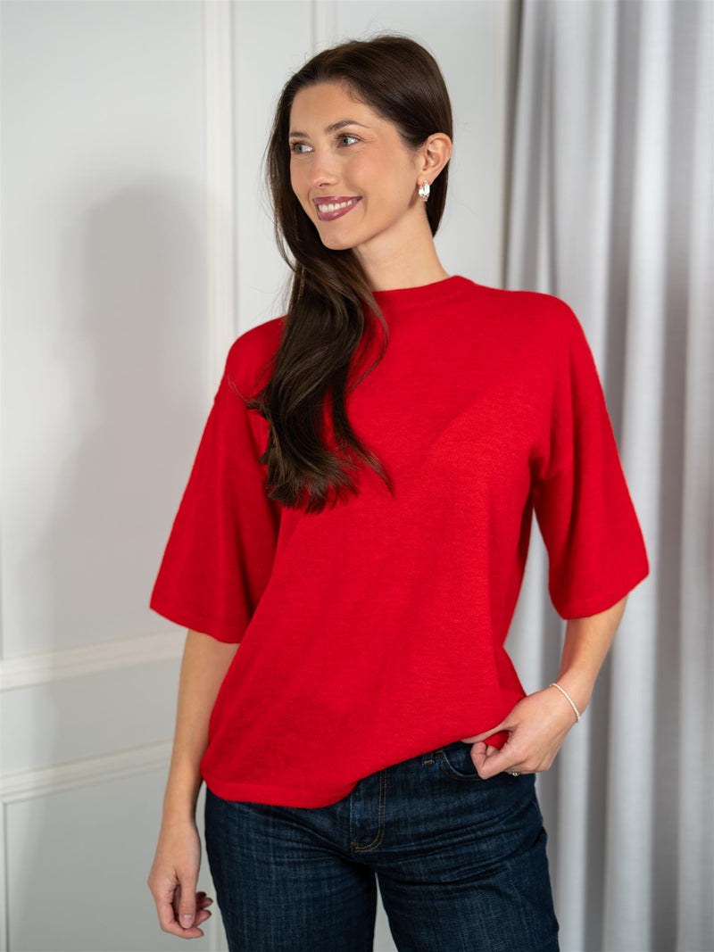 ONE and OTHER Idina Knitted Tee True Red