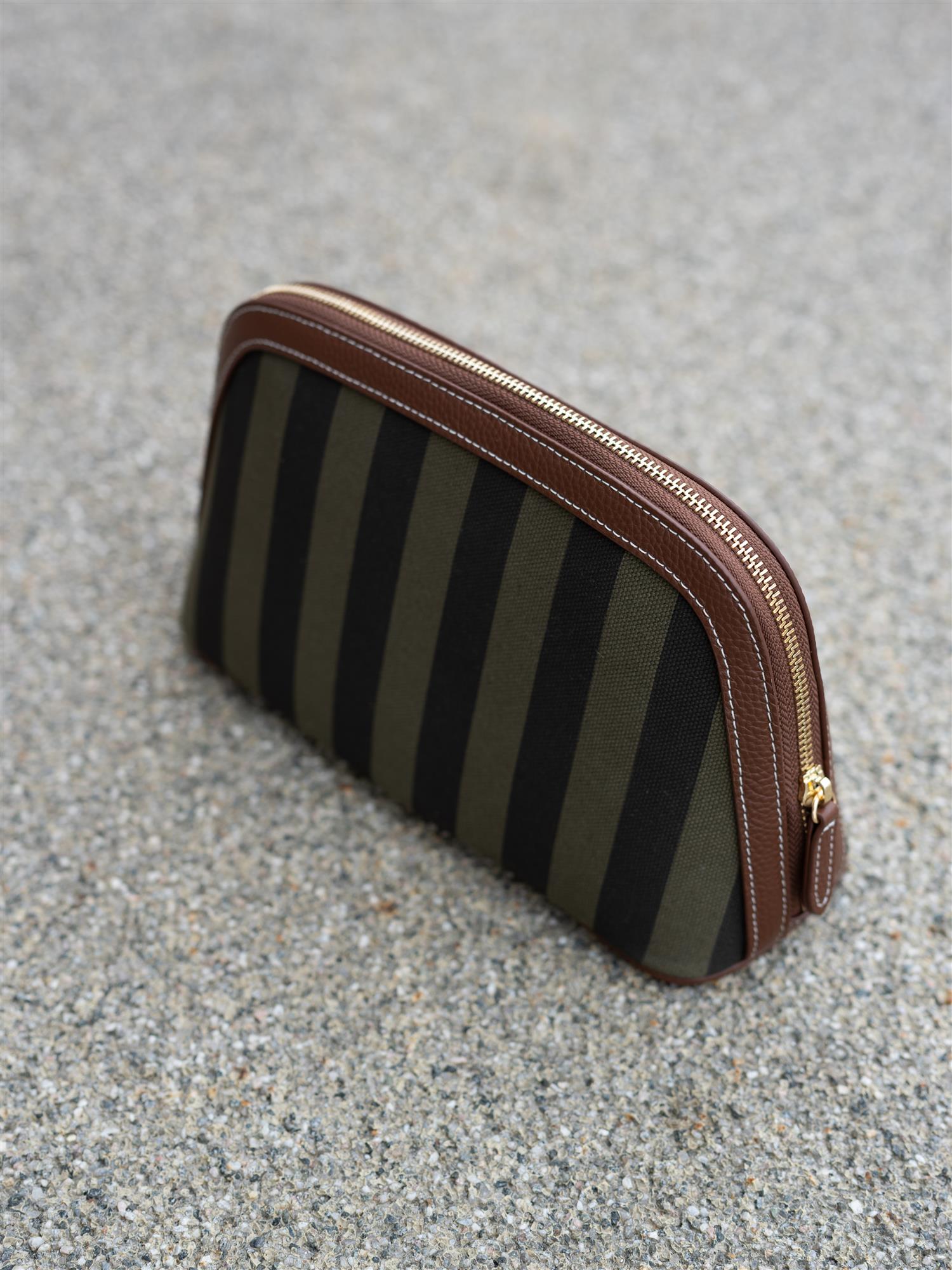 Cosmetic Pouch Large Green Stripe