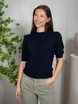 Davida Puff Sleeve T-Shirt Navy