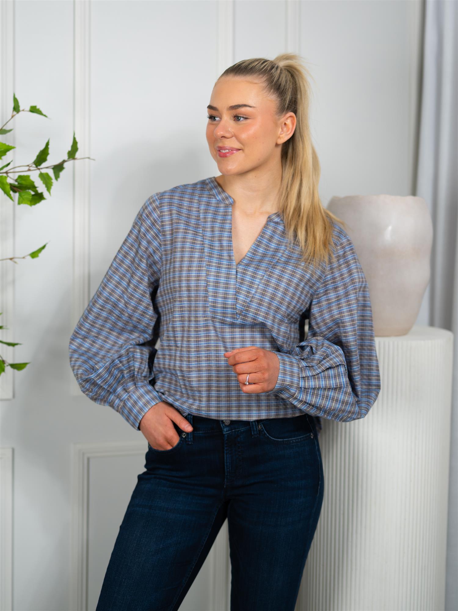 MMYen Check Blouse