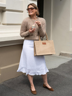 Ella&il Franca Linen Skirt White