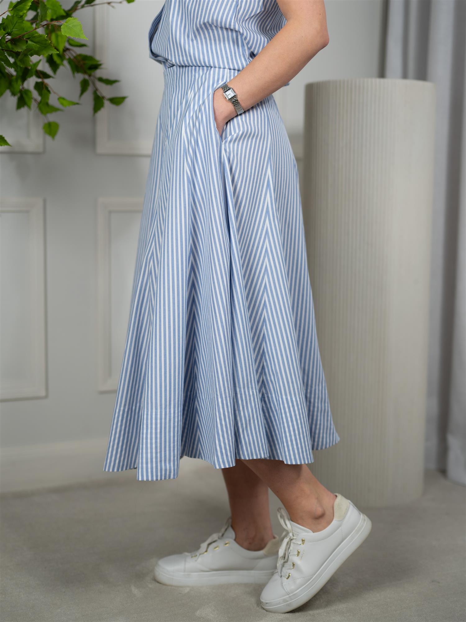 Gant Stripe Cotton Panel Midi Skirt
