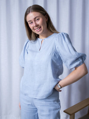 Ella&il Anna Linen Top Kentucky Blue