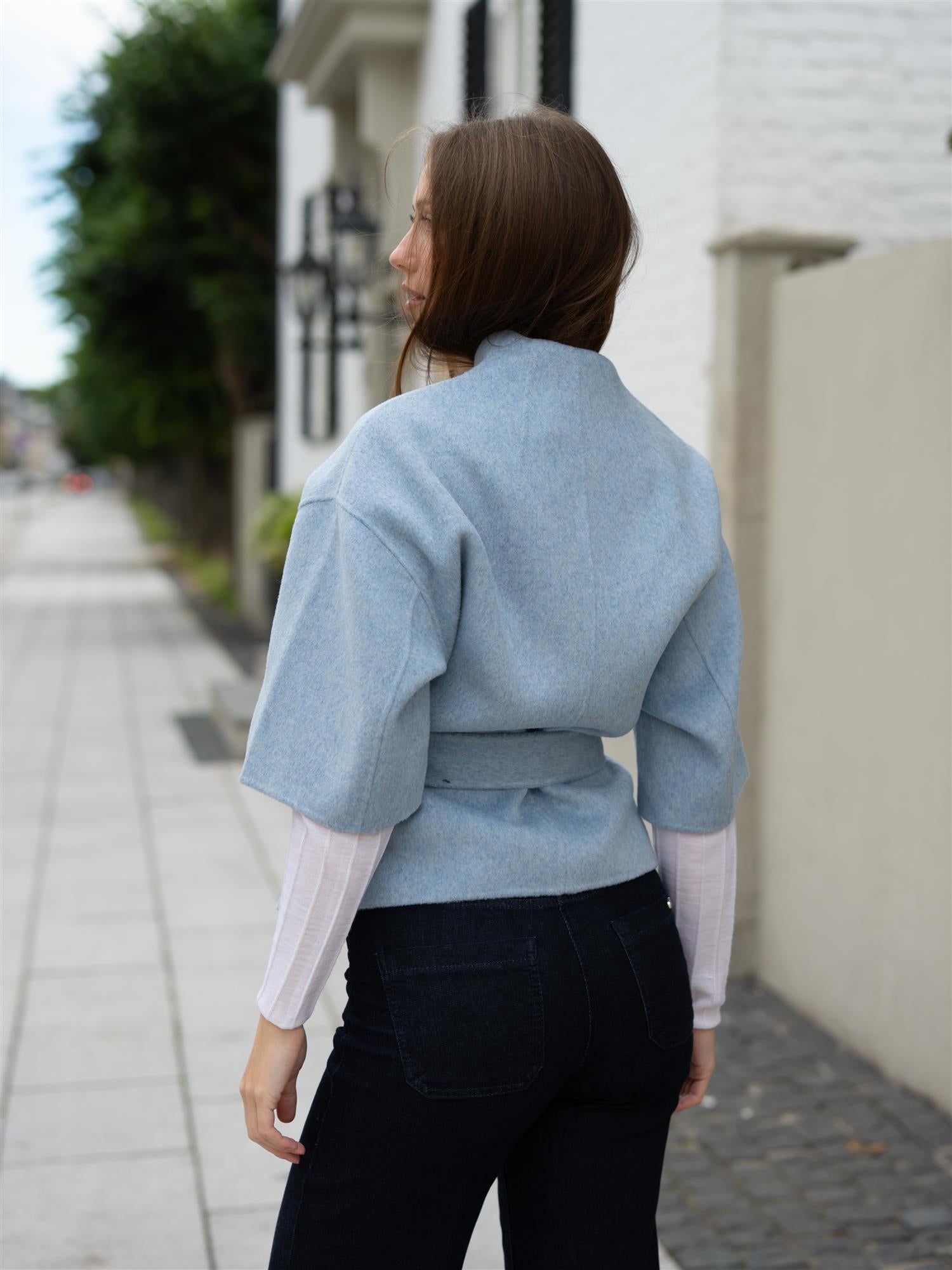 Greta Wool Cape Ice Blue Melange