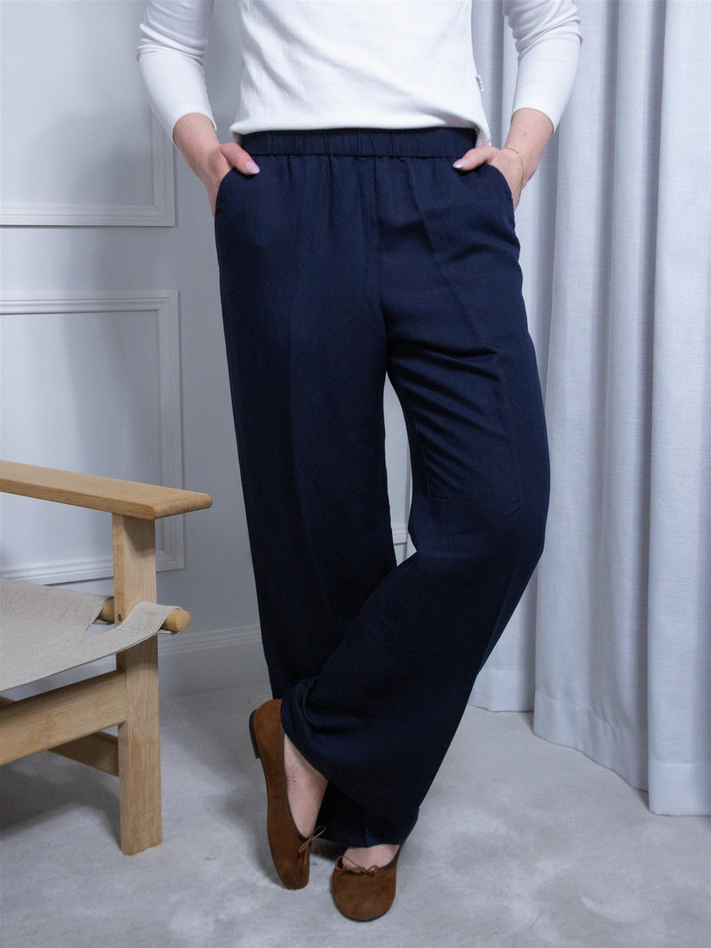 Gant Rel Linen Blend Pull On Pants Evening Blue