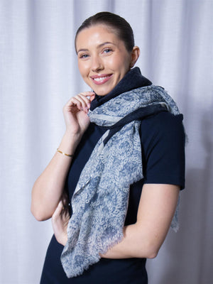 Busnel Linnea Print Scarf Marine/Ecru