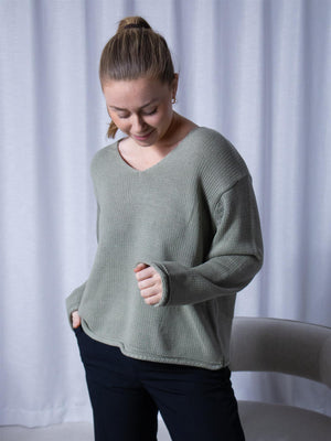 Mos Mosh Bine LS V-neck Shadow