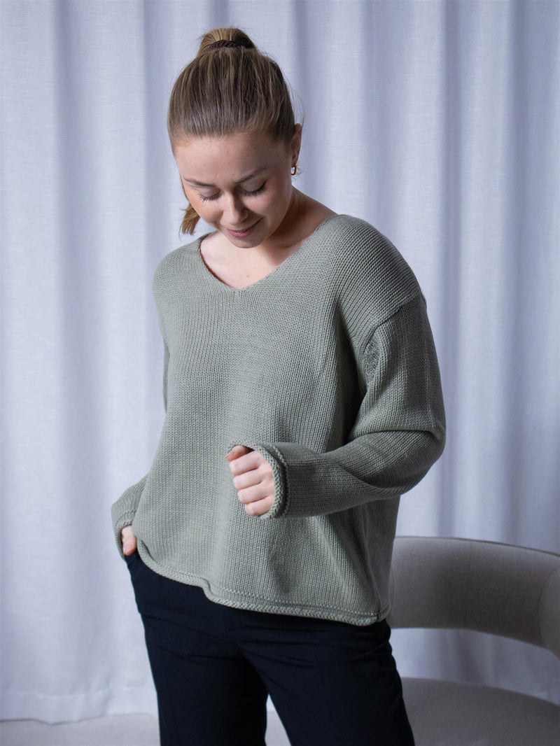 Mos Mosh Bine LS V-neck Shadow