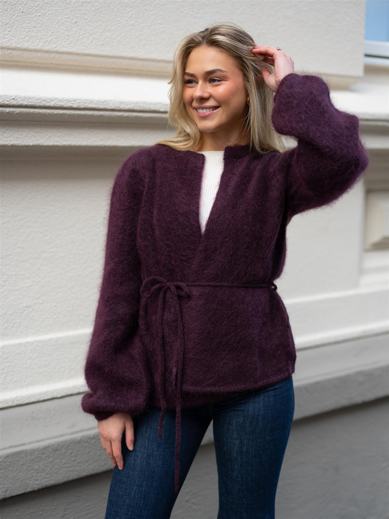 Ella&il Fredrikke Chunky Cardigan Red Wine