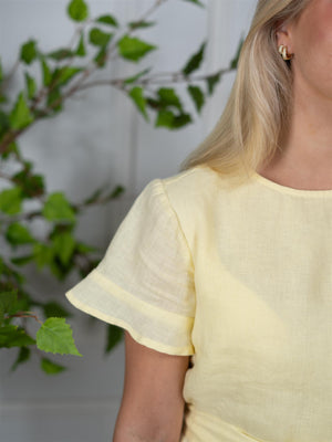 Lexington Belted Linen Dress Yellow