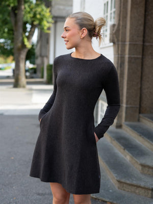 Ella&il Cecilie Merino Dress Dark Brown Melange