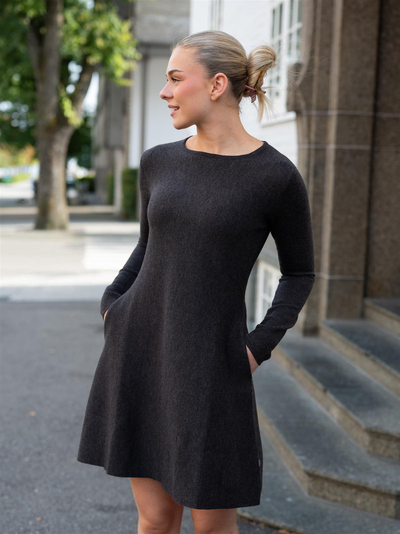 Ella&il Cecilie Merino Dress Dark Brown Melange
