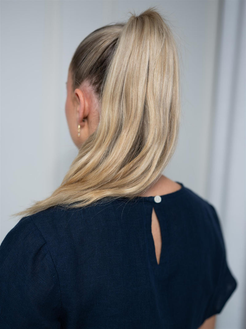 Lexington Belted Linen Dress Dark Blue