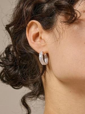 Enamel Nela Hoops 20 mm Silver