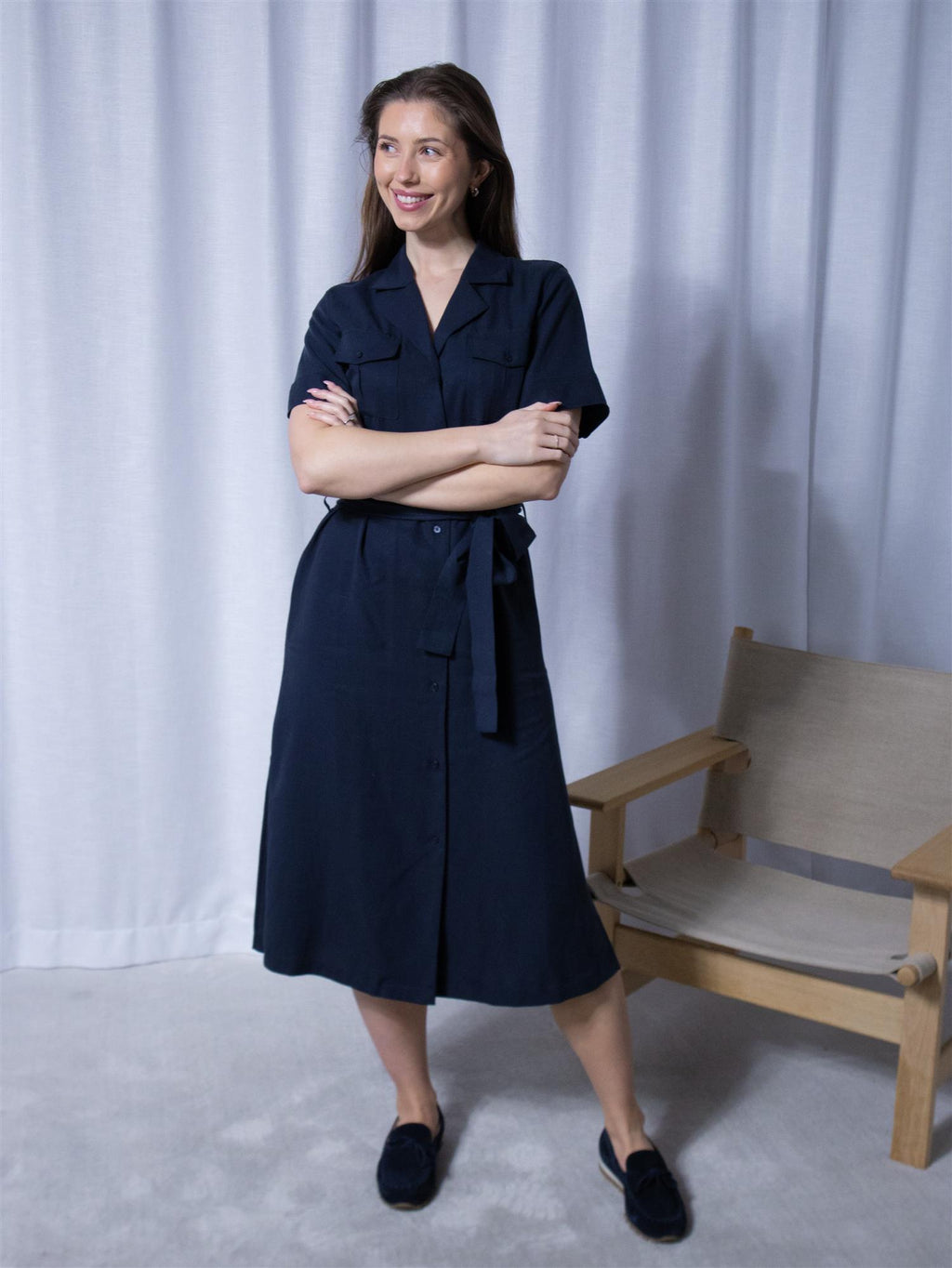 Gant Reg Pocket Dress Evening Blue