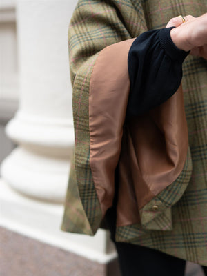 Barbour Flax Lily Wool Cape Dark Moss