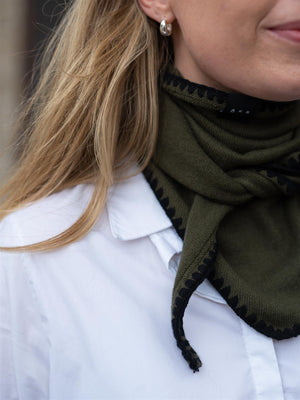 Christian Aks Mina Stitched Merino Scarf Army
