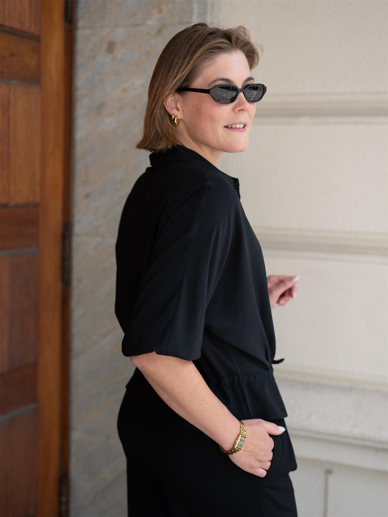 ONE and OTHER Silje Silk Top Black