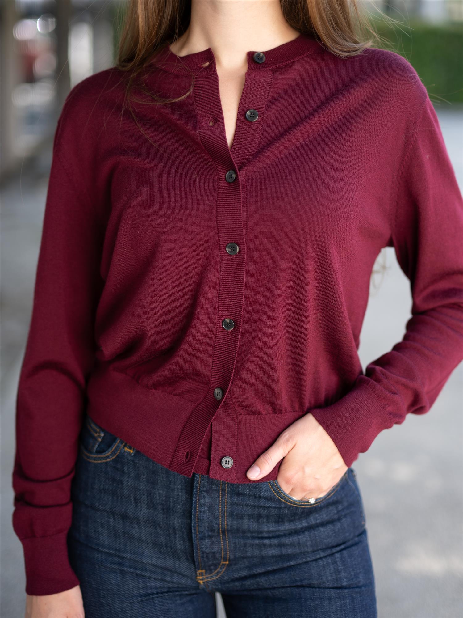 Lilja Merino Cardigan Plum
