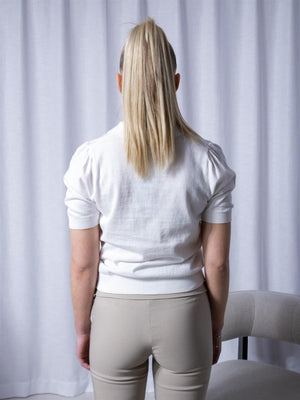 Sand Retro Polo Puff Hvit