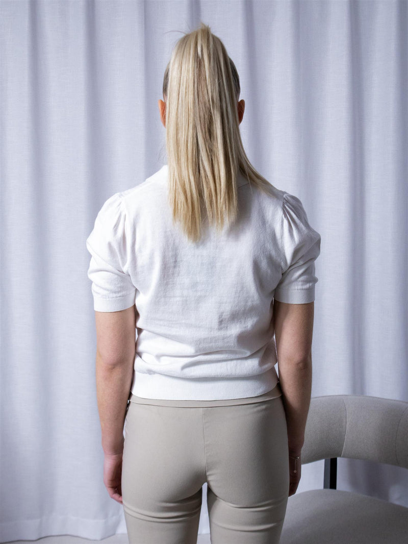 Sand Retro Polo Puff Hvit