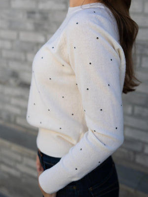 Fabienne Chapot Lidi Rhinestone Pullover Cosy White