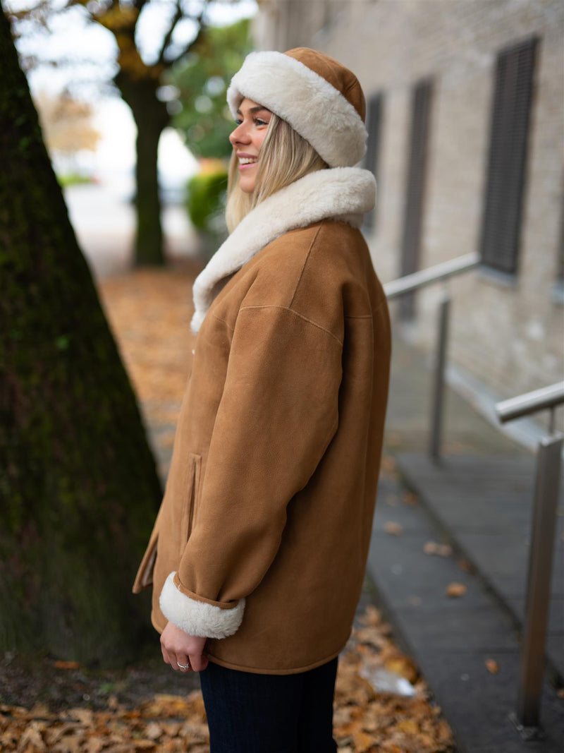 Camilla Pihl Melli Shearling Jacket Camel Suede