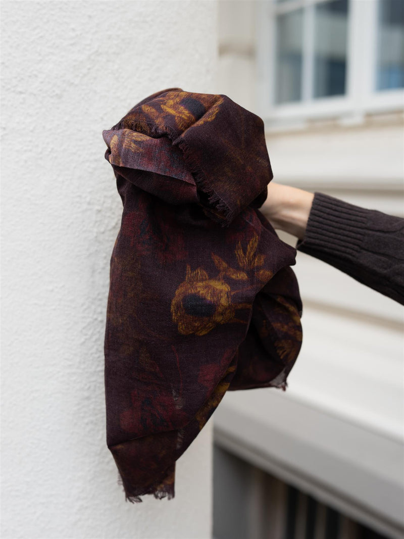 Beck Söndergaard Magna Flower Siw Scarf Chocolate Brown