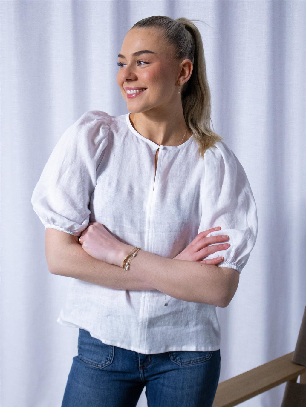 Ella&il Anna Linen Top White