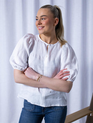 Ella&il Anna Linen Top White