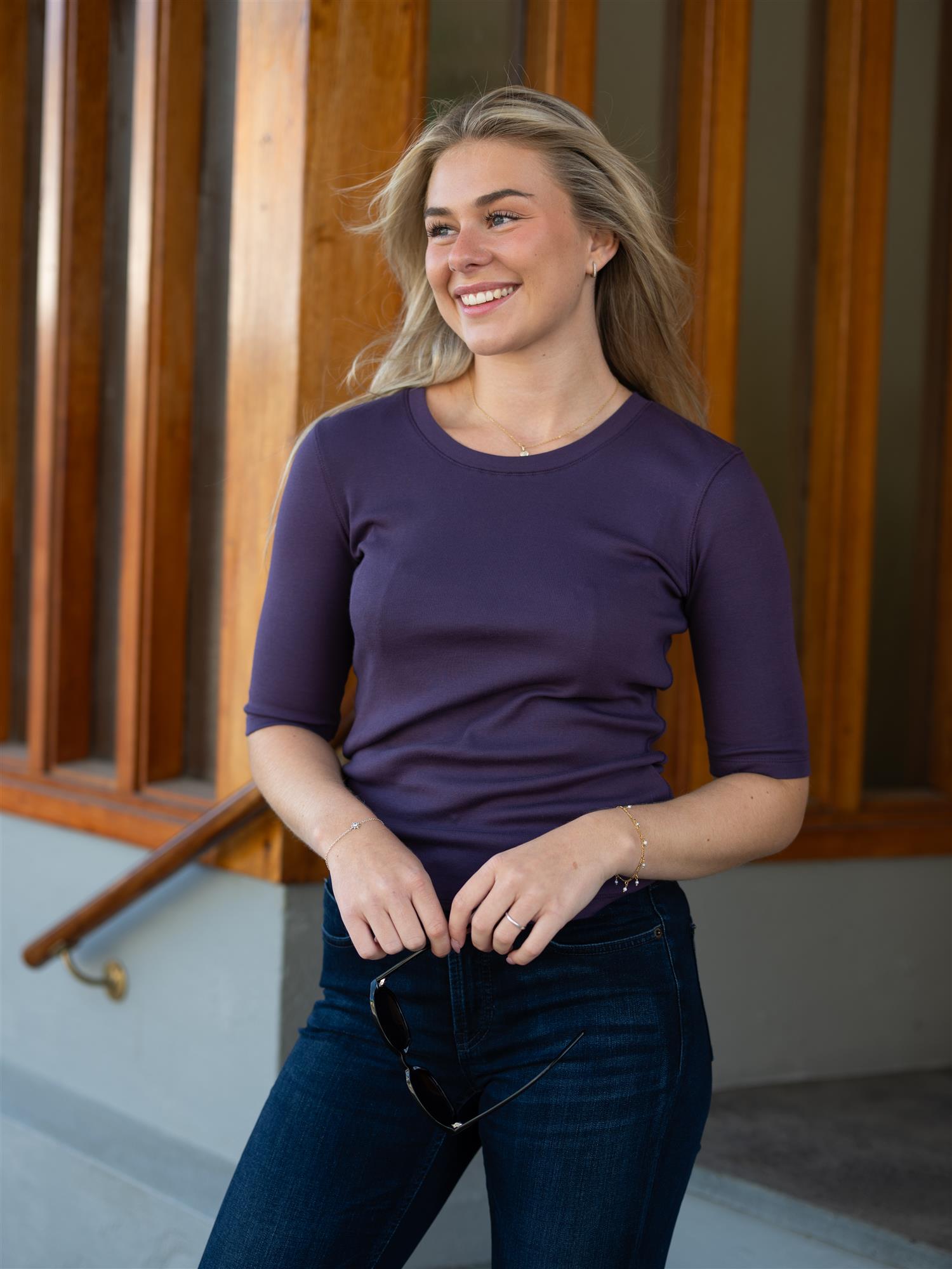 MMMali O-Neck3/4 Sleeve Tee Sweet Grape