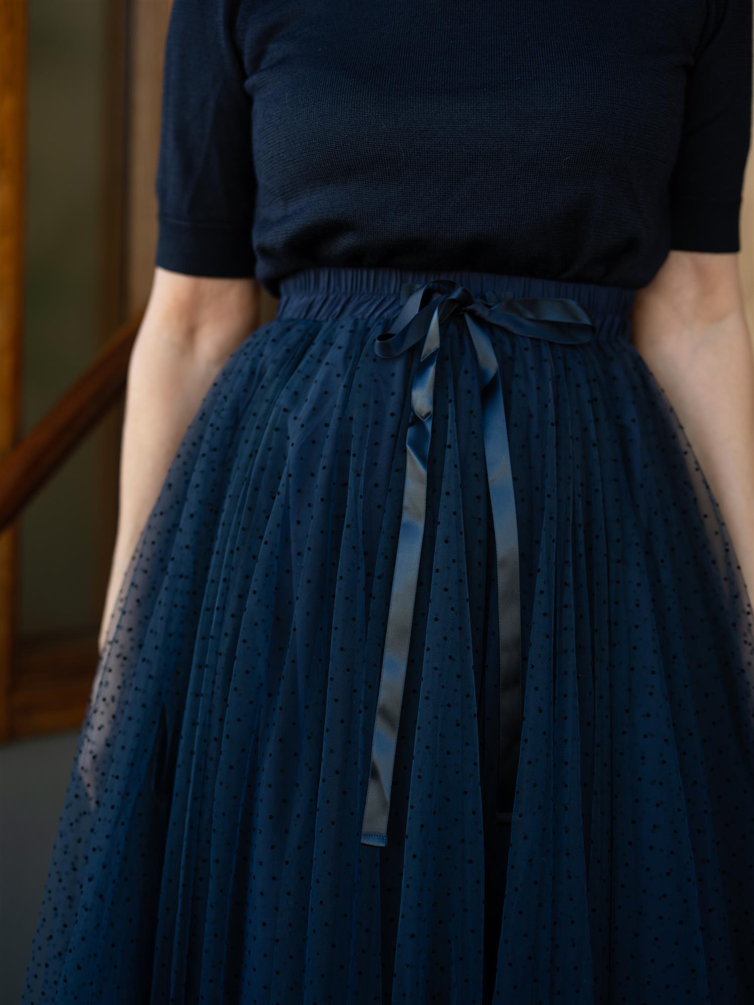 Tyllskjørt Navy Dots