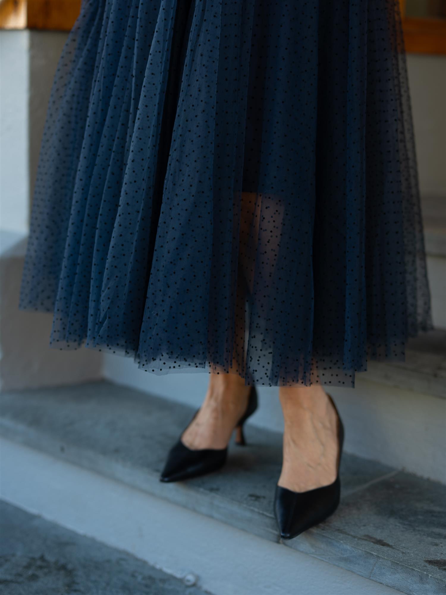 Tyllskjørt Navy Dots