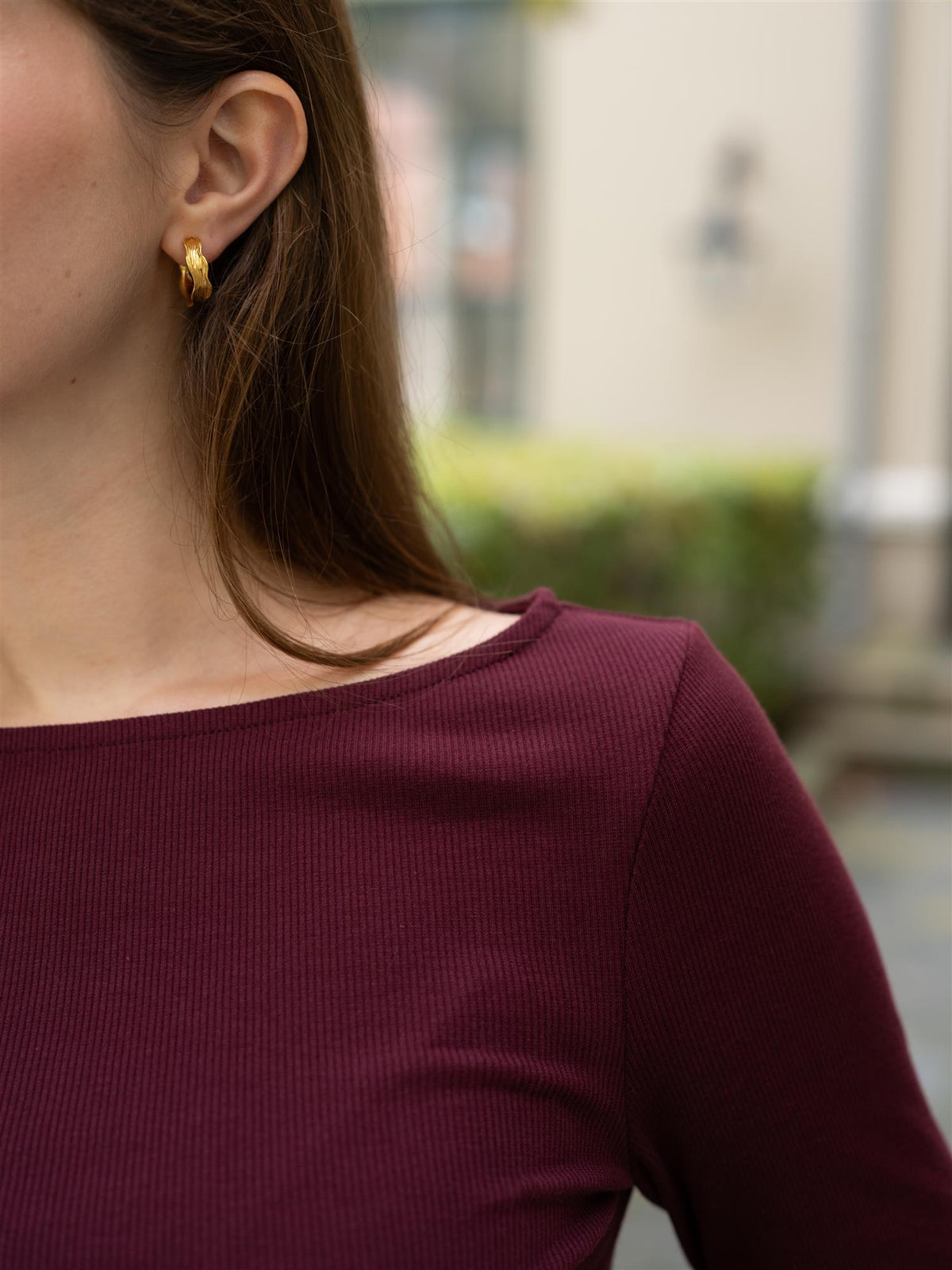 Petronella Rib Boatneck Deep Plum