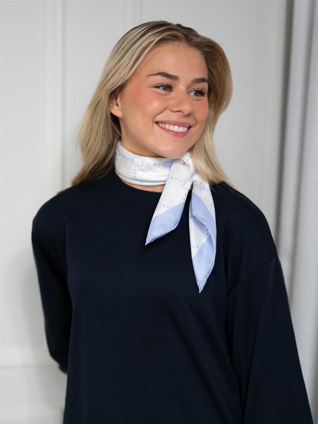 Stenströms Silk Scarf Blue Pattern