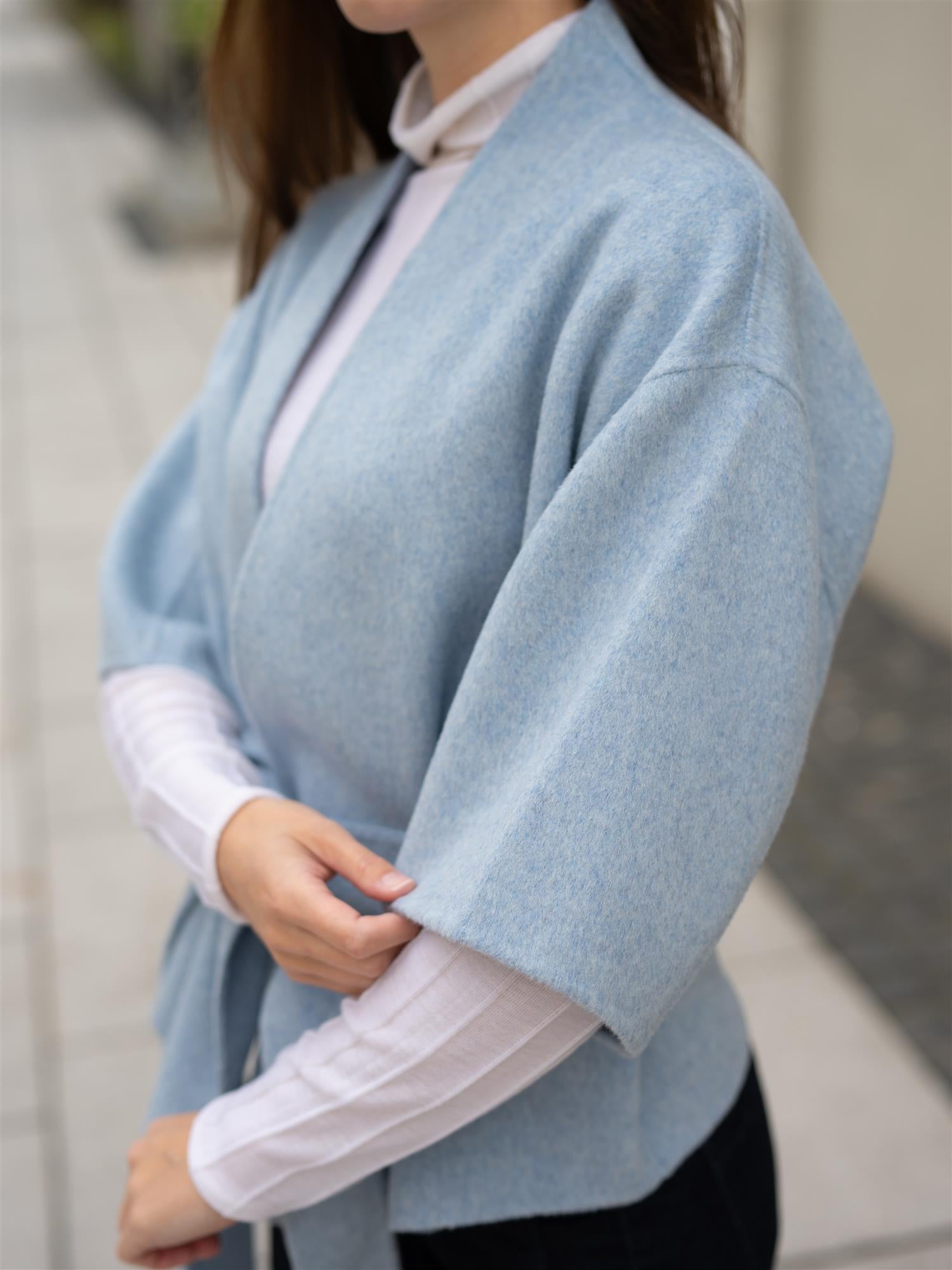 Greta Wool Cape Ice Blue Melange