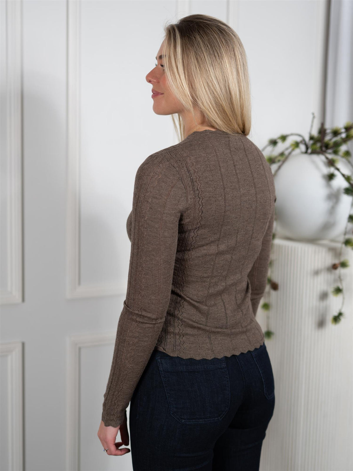 Safir Knit Top Dark Taupe Melange