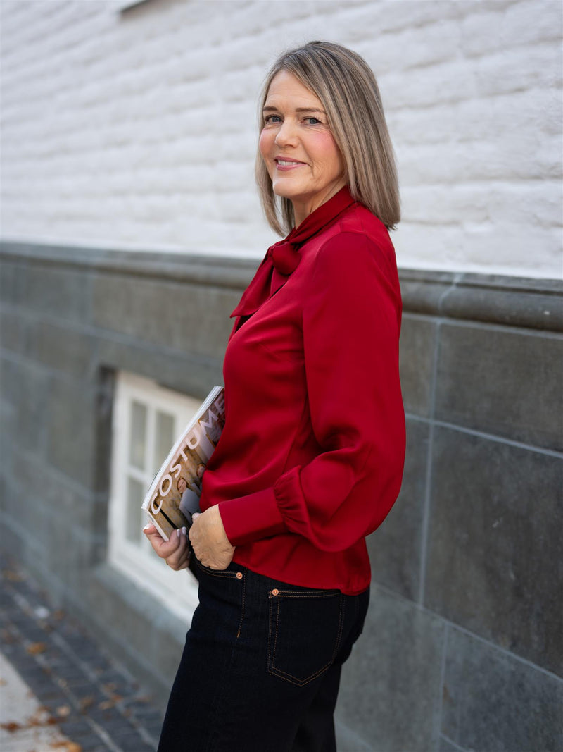 Stenströms Selma Blouse Bowtie Flyfront Red